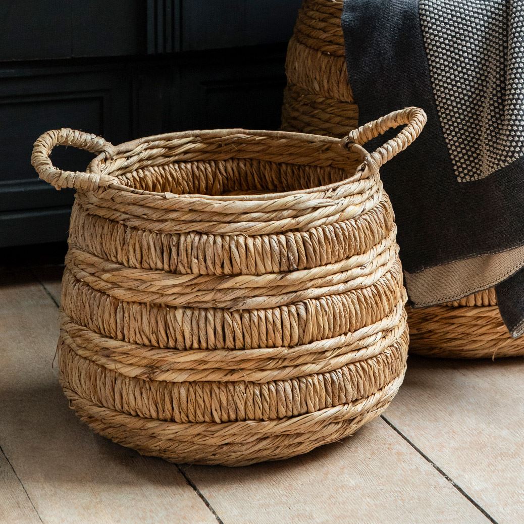 Small Round Woven Storage Basket - Bilberry