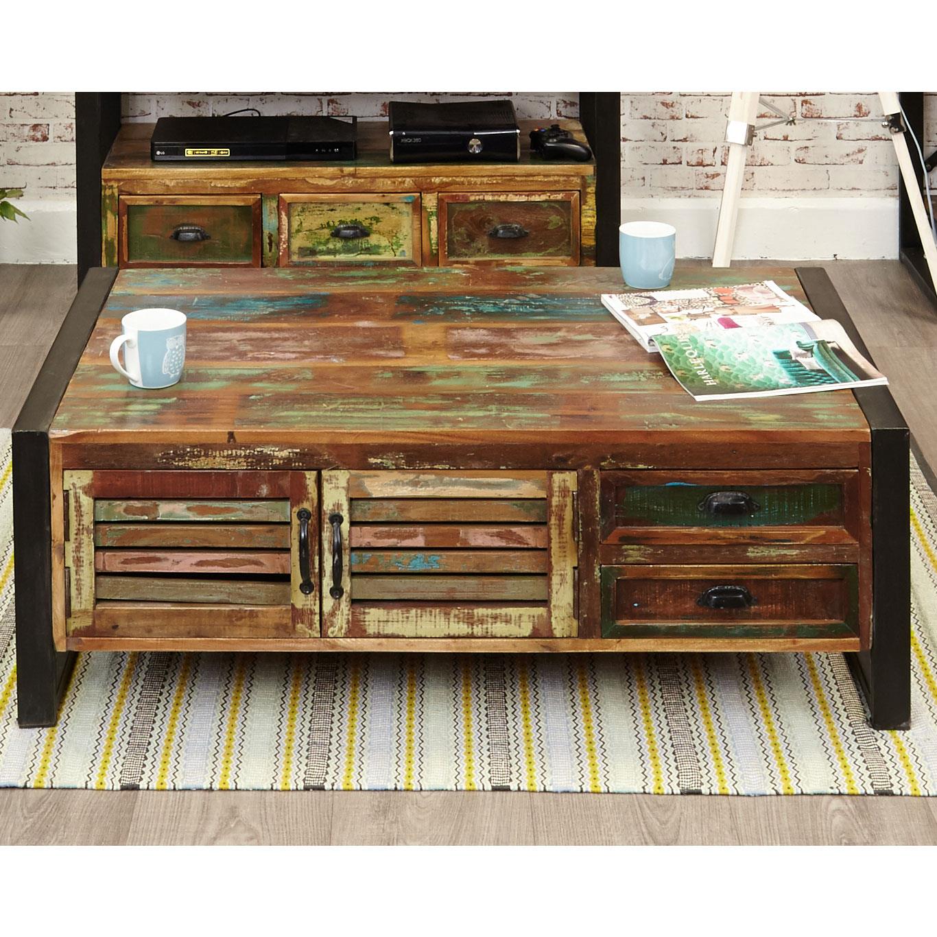 4 Door 4 Drawer Large Coffee Table - Urban Chic - Not A Boring Box