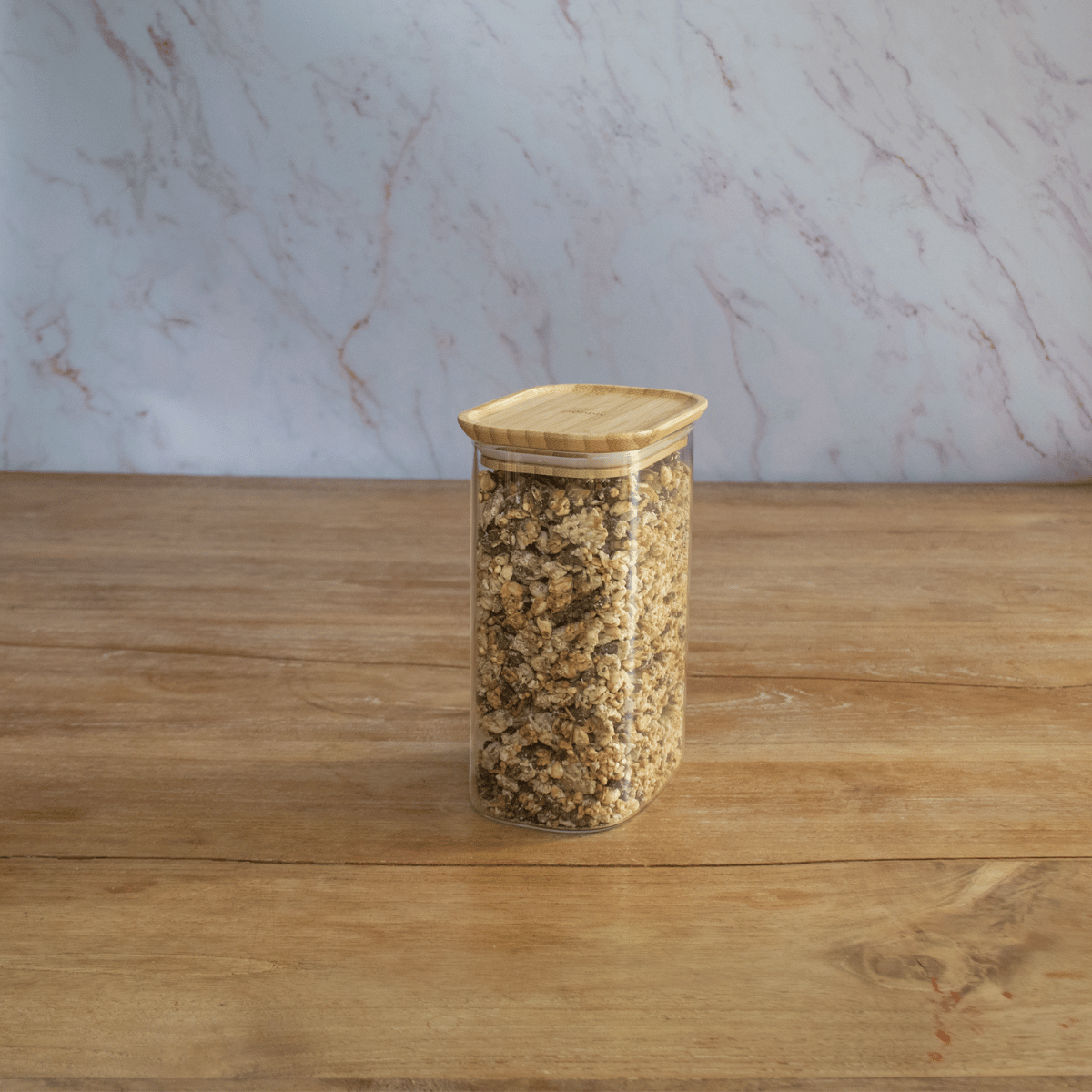 Rectangular Glass Storage Canisters with Bamboo Lid