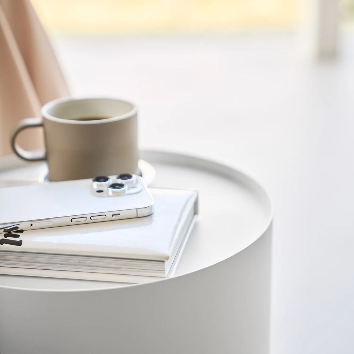 Side Table with Hidden Storage & Castors