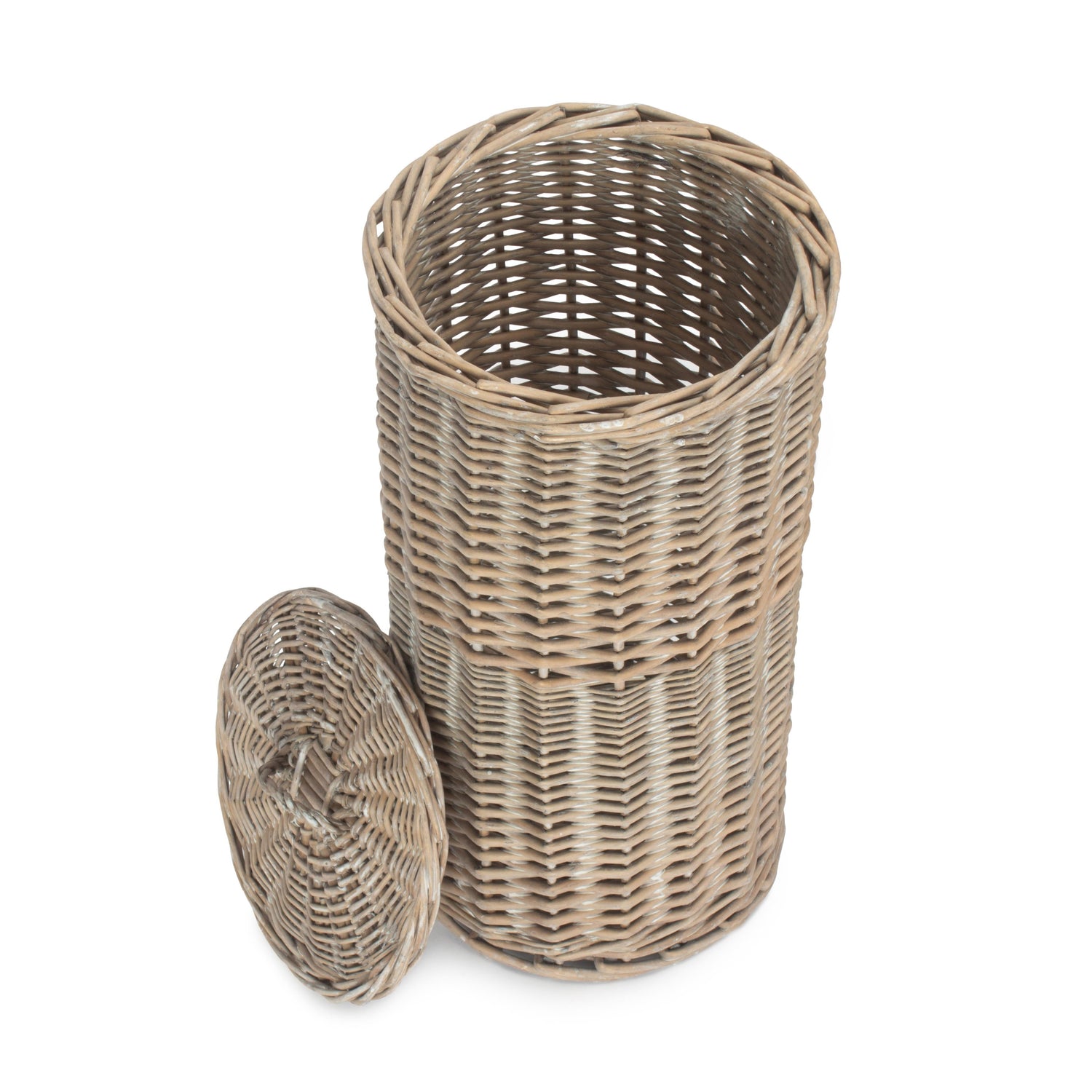 Wicker Lidded Toilet Roll Storage Basket