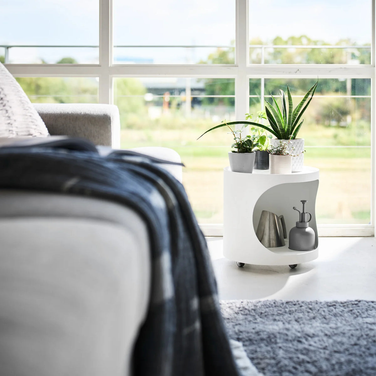 Side Table with Hidden Storage & Castors
