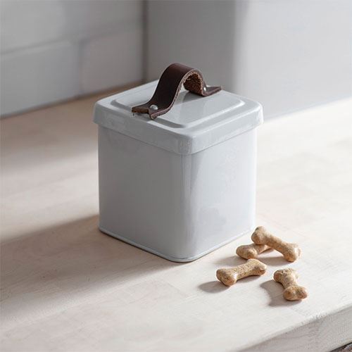 Pet Treat Tin With Leather Handle