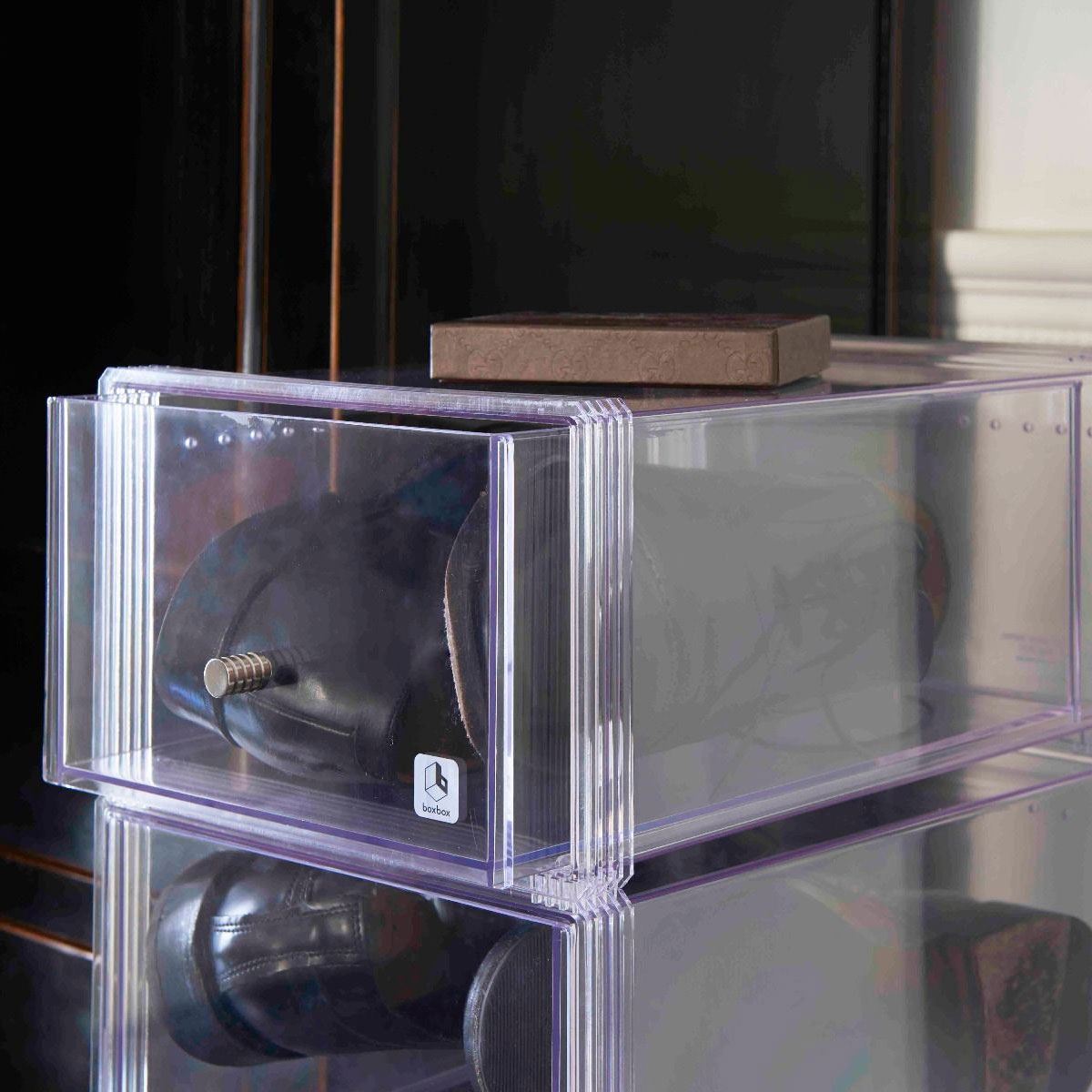 Stackable Shoe Drawer With Chrome Handle - Large