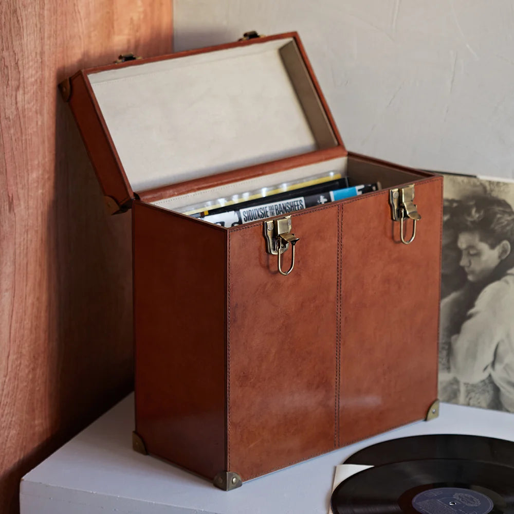 Leather Vinyl LP Record Storage Case - Conker