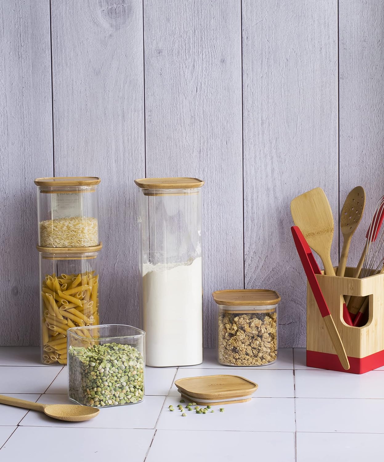 Set Of 3 Glass Storage Canisters