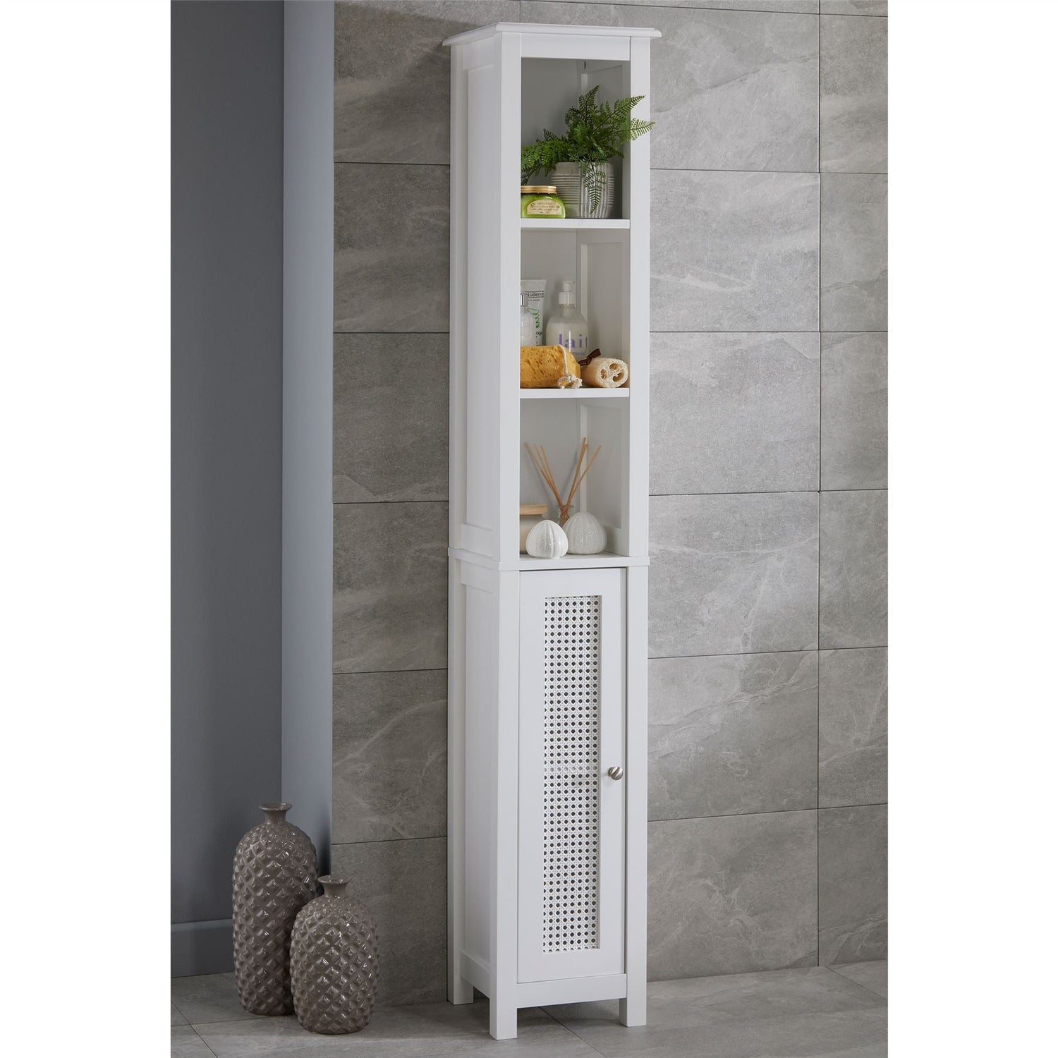 Bathroom Tallboy Storage Unit - Rafia - Not A Boring Box