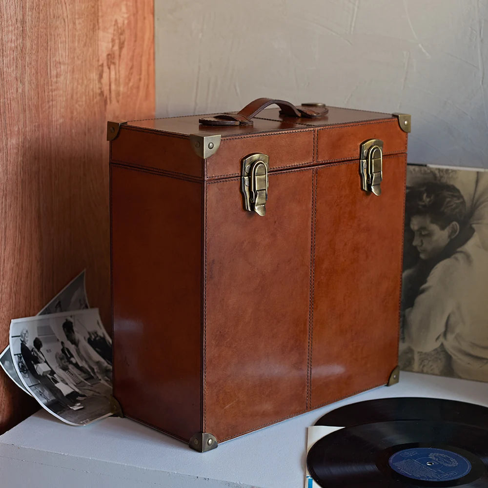 Leather Vinyl LP Record Storage Case - Conker