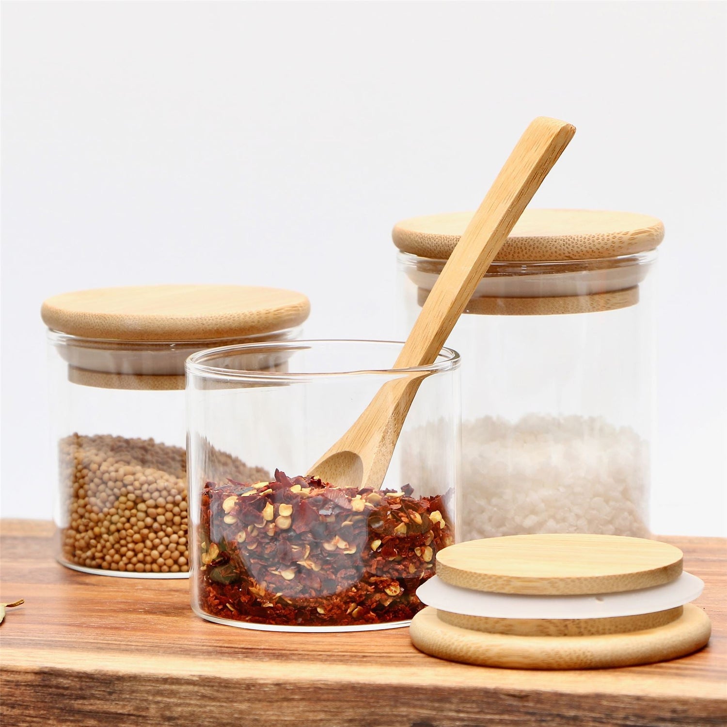 Glass Spice Jar With Bamboo Lid
