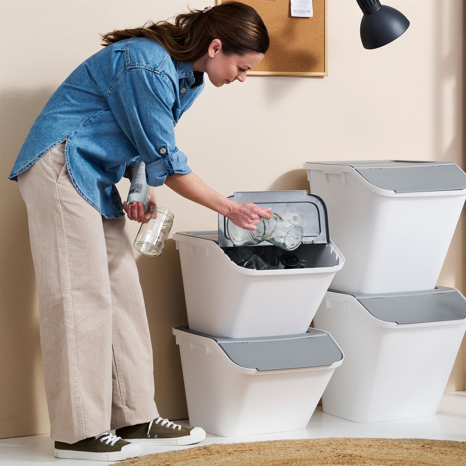 Smartstore Collect Stacking Lidded 37L Recycle Bin - Medium