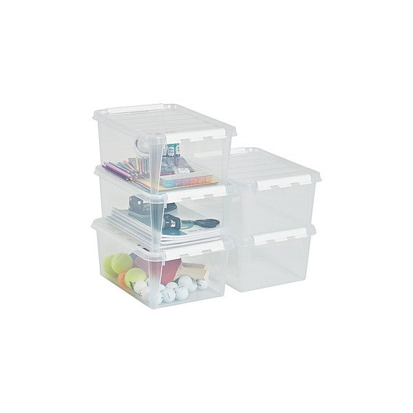 Smartstore Classic 14L Clear Plastic Storage Boxes – Set Of 5 With Lids