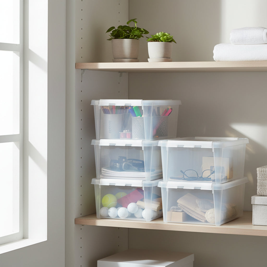 Smartstore Classic 14L Clear Plastic Storage Boxes – Set Of 5 With Lids