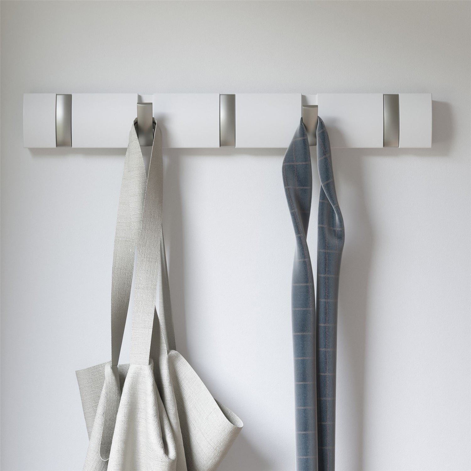 Flip 5 Coat Hook- White & Nickel - Not A Boring Box