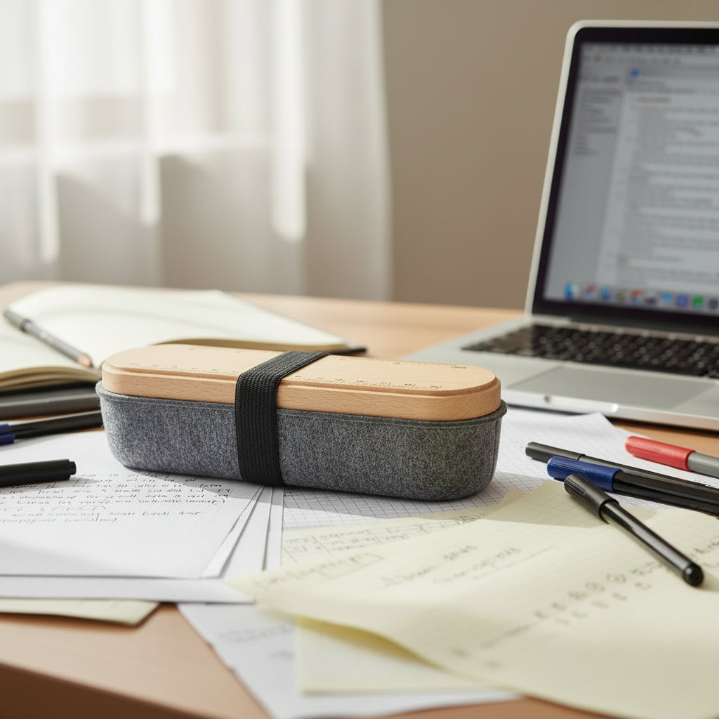 Felt Pencil Case with Phone Stand Lid