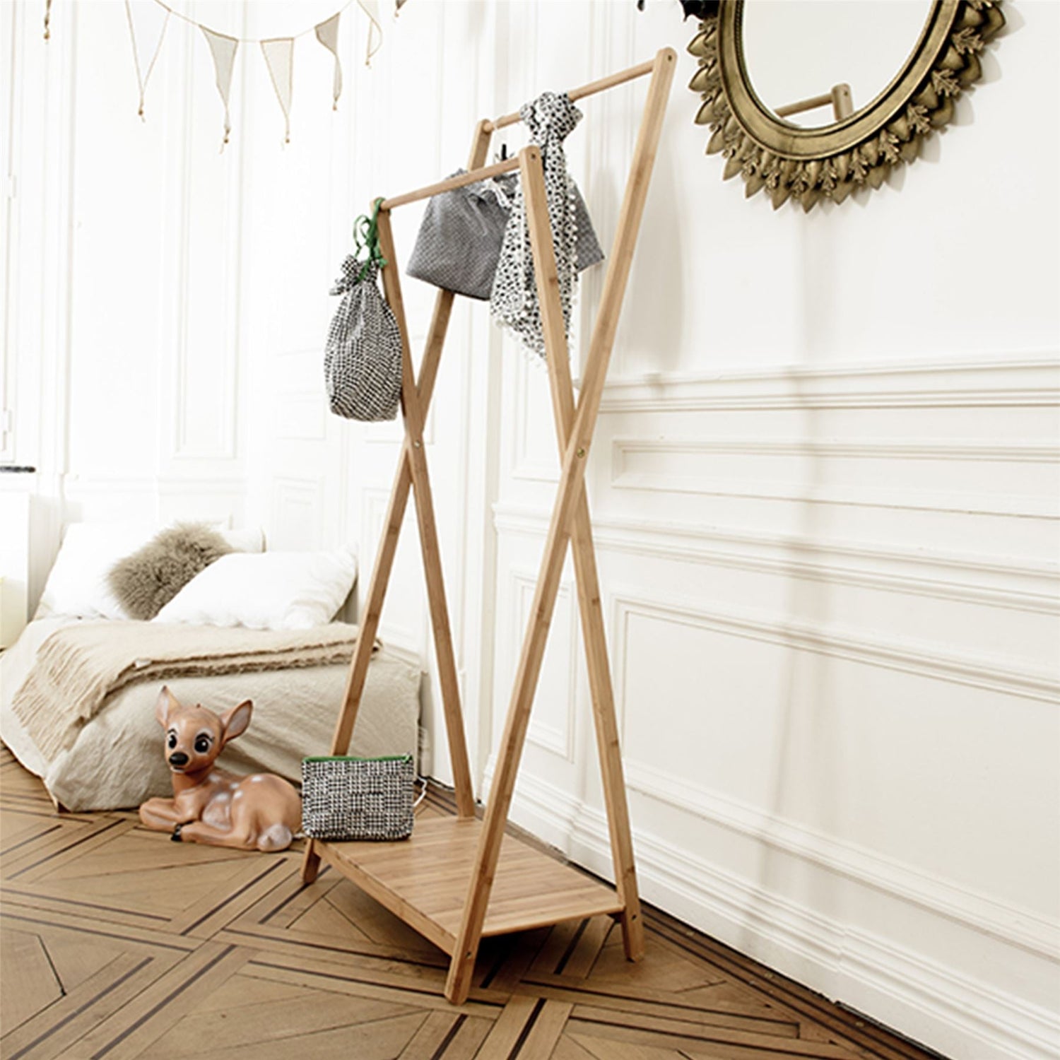 Malmo Double Clothes Rail - Bamboo