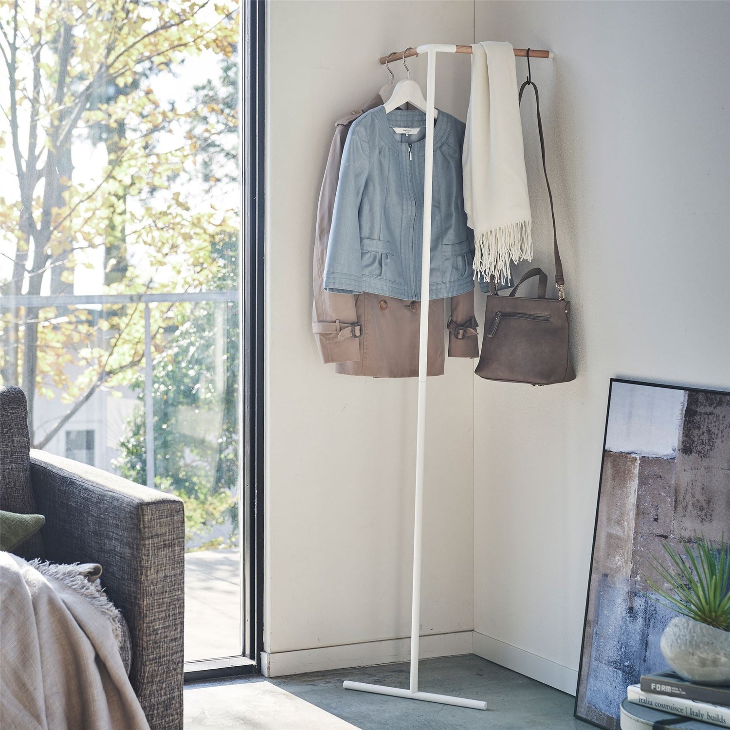 Leaning Corner Coat Rack - Not A Boring Box