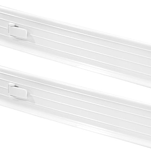 Two white radiator covers on a white background