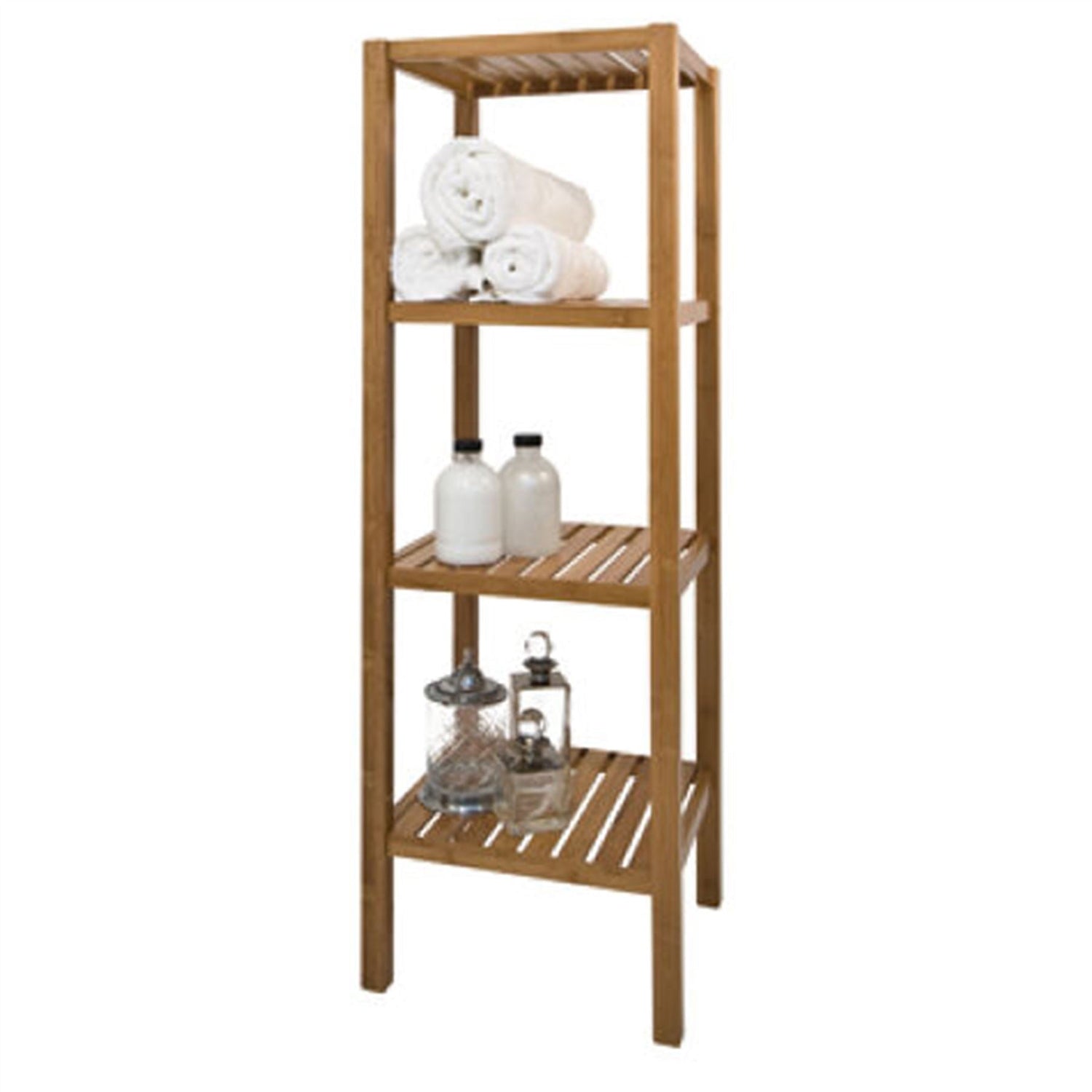 Walnut Bathroom Shelf Unit - 4 Tier