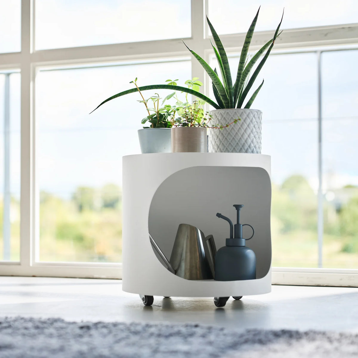 Side Table with Hidden Storage & Castors