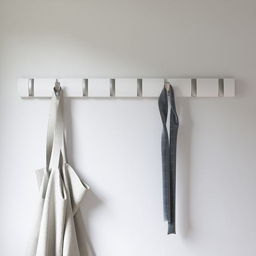Flip Coat Hook XL- White & Nickel