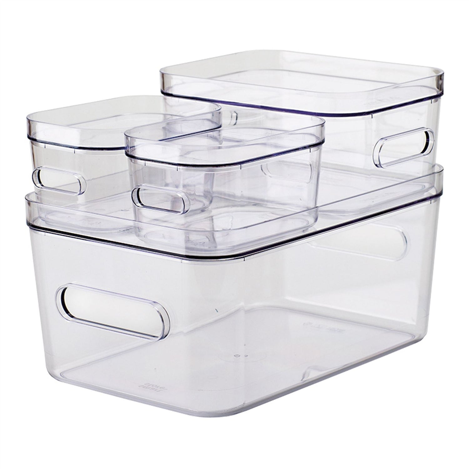 Clear Stacking Lidded Fridge Storage Box Bundle