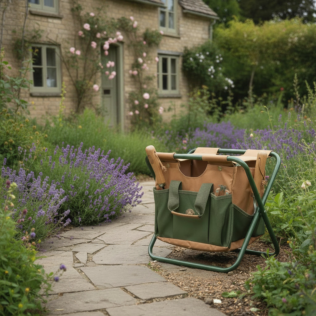 Folding Garden Tool Store & Stool
