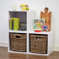 Handbridge Storage Cube with Rattan Basket - Set 2 - Not A Boring Box