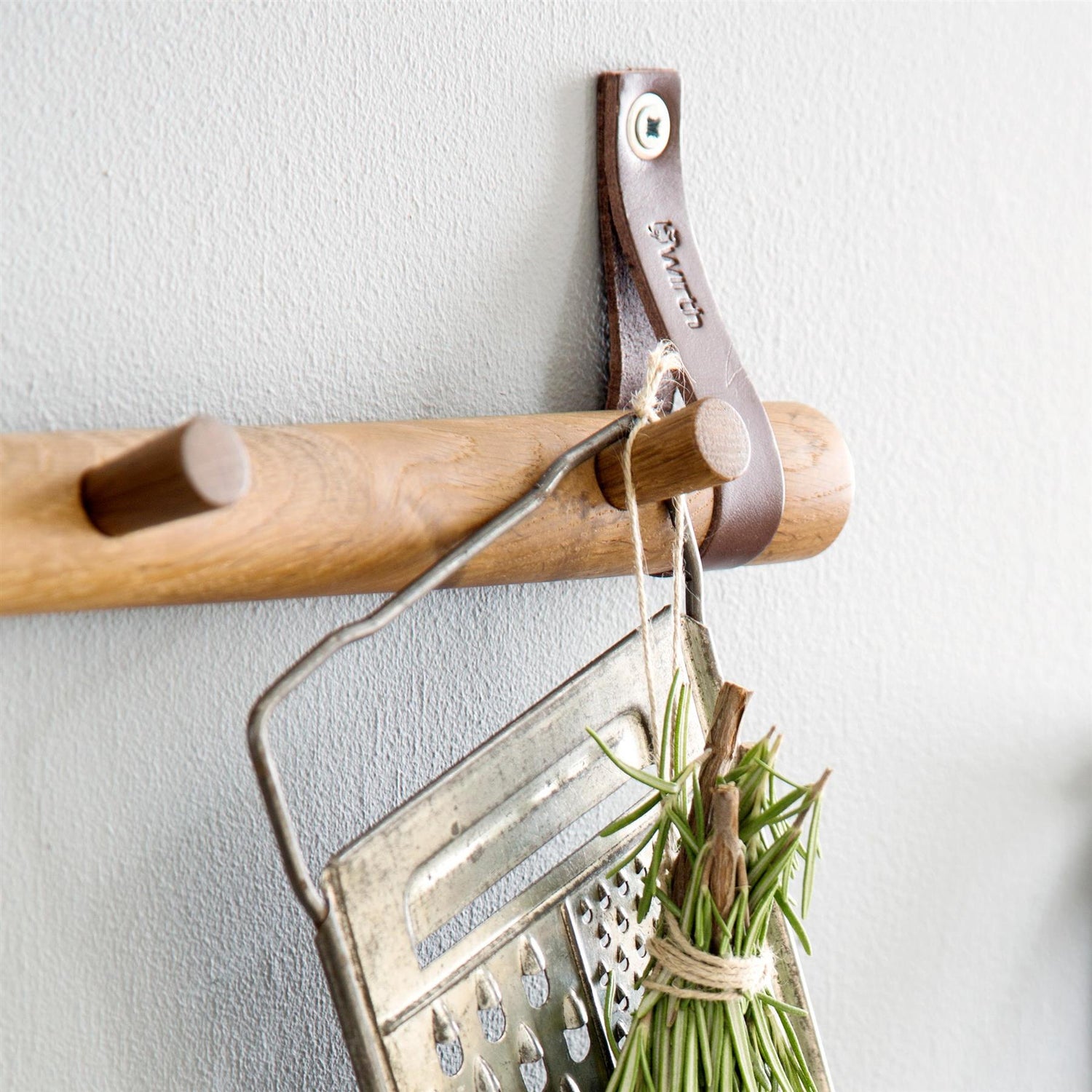 4 Hook Storage Rack - Oiled Oak And Leather - Not A Boring Box
