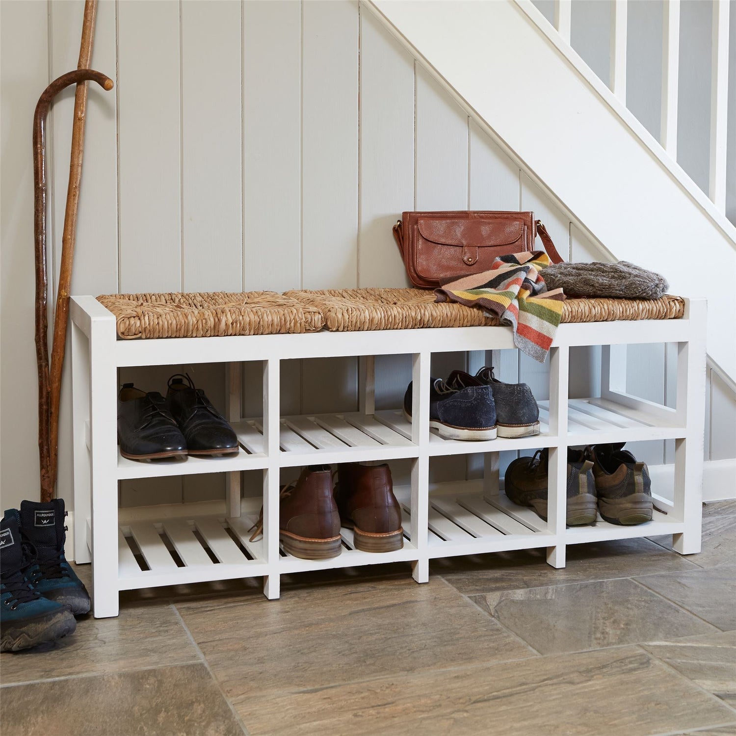 8 Cubby Hallway Shoe Storage Bench - 3 Seater - Not A Boring Box