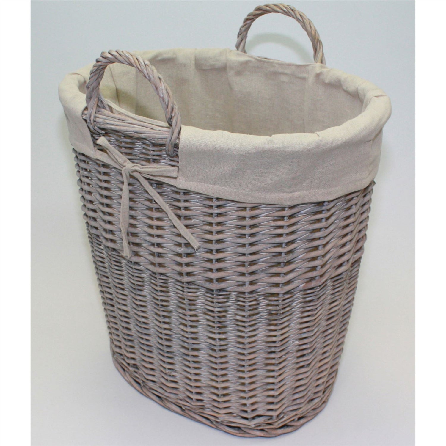 Willow Log Basket with Lining - Grey