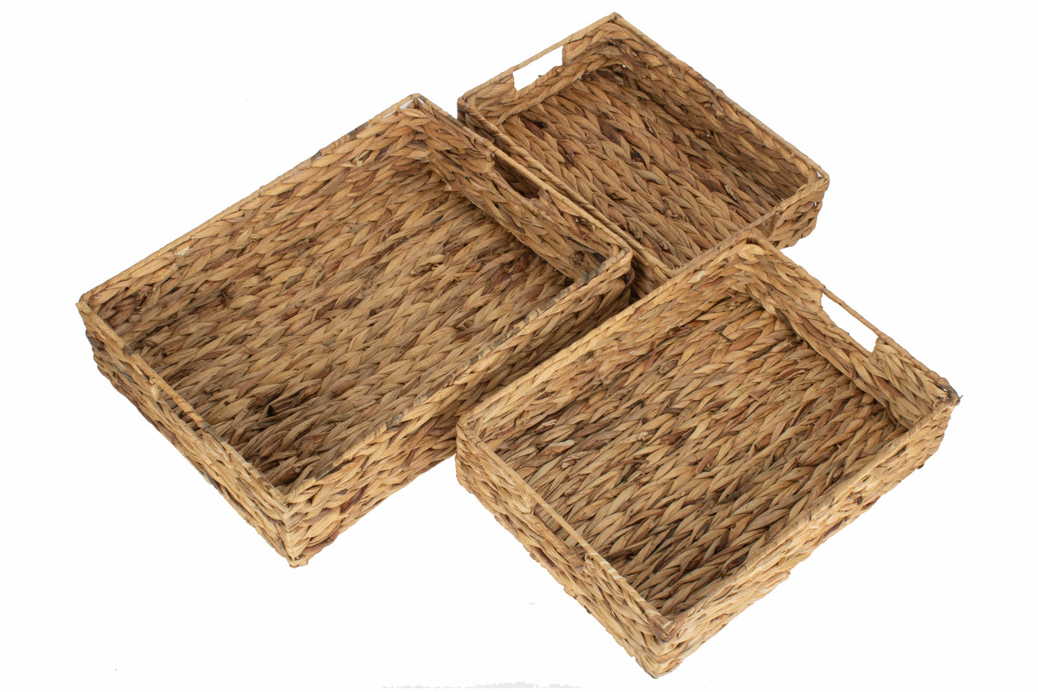 Set of 3 Shallow Water Hyacinth Storage Baskets
