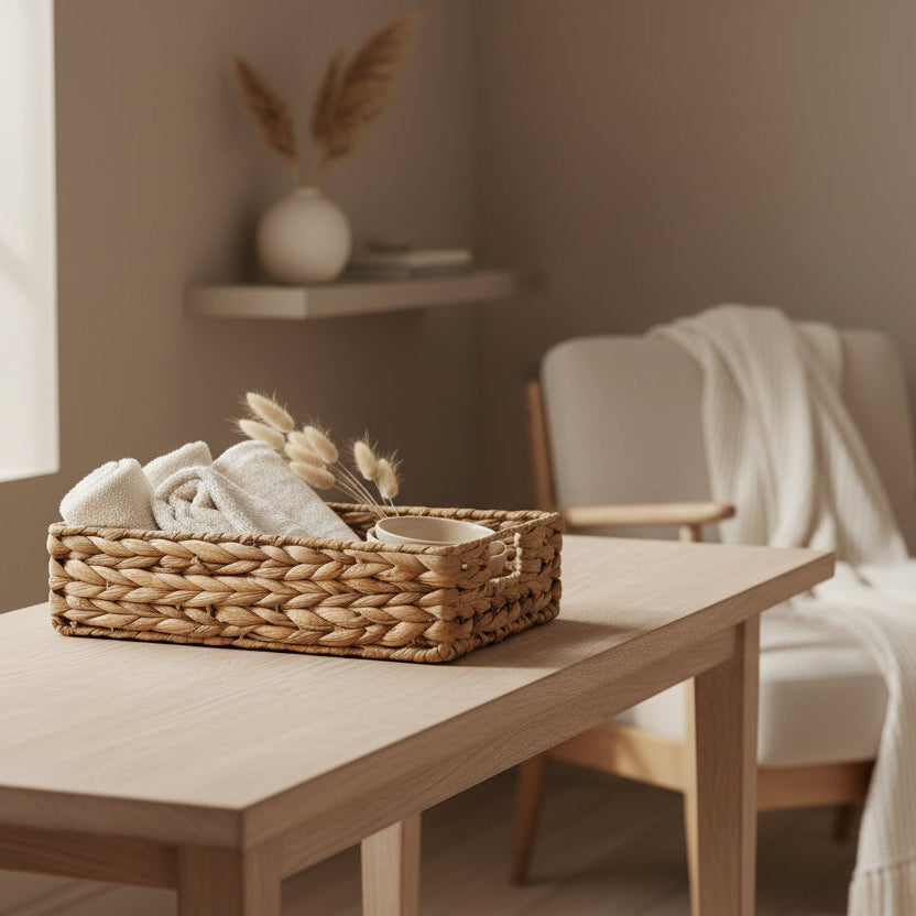 Set of 3 Shallow Water Hyacinth Storage Baskets