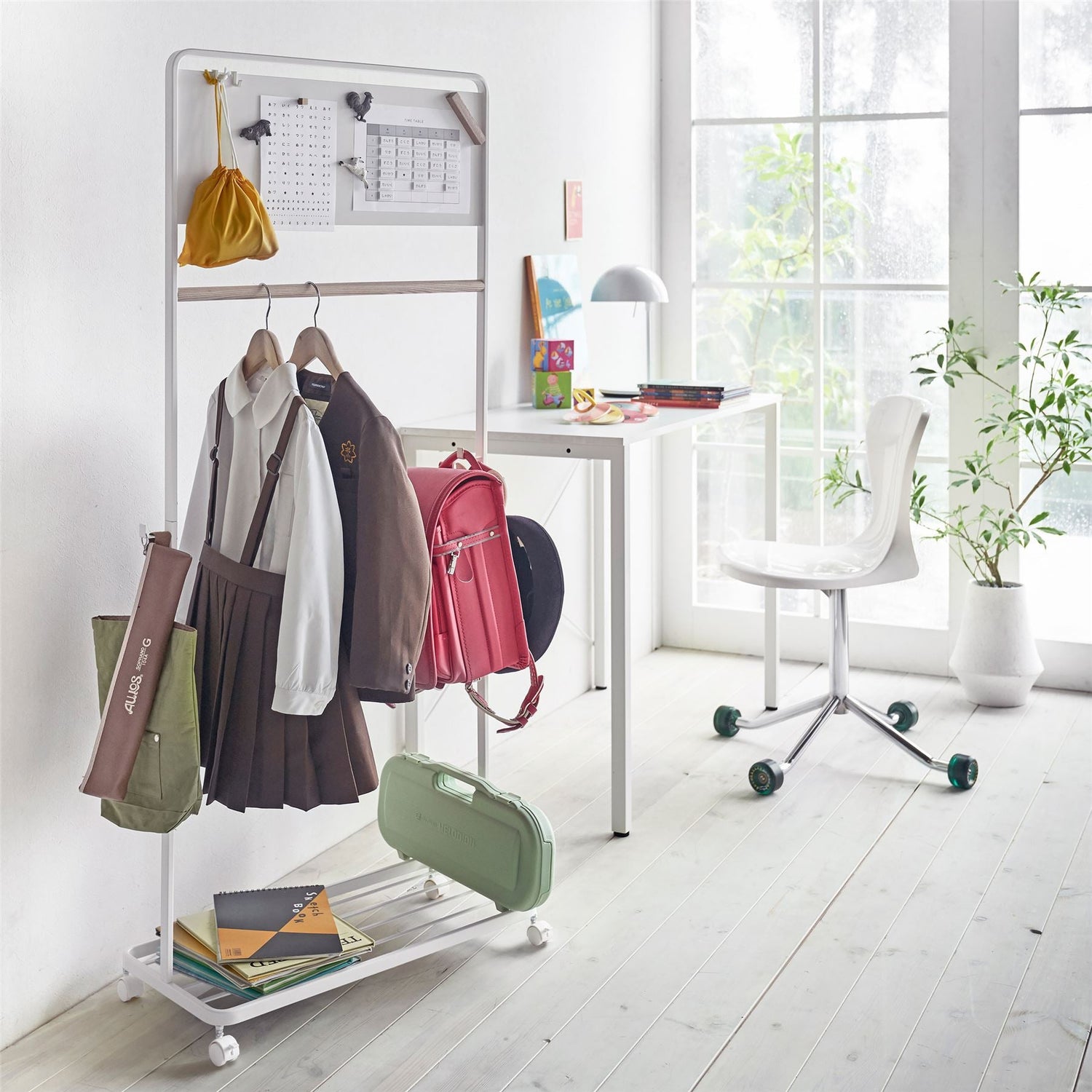 Portable Clothes Rail with Shelf and Panel - Not A Boring Box