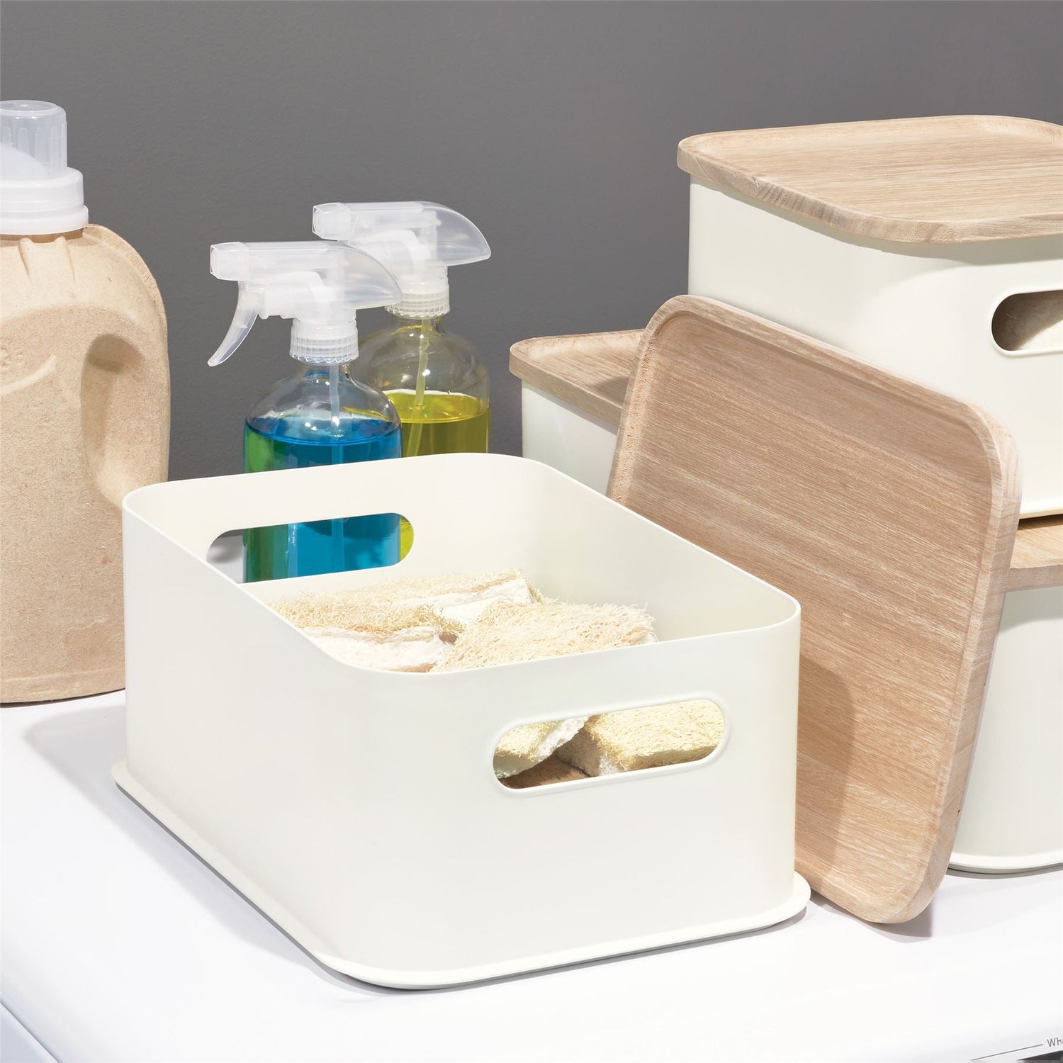 Handled Storage Bin with Lid - Rectangular