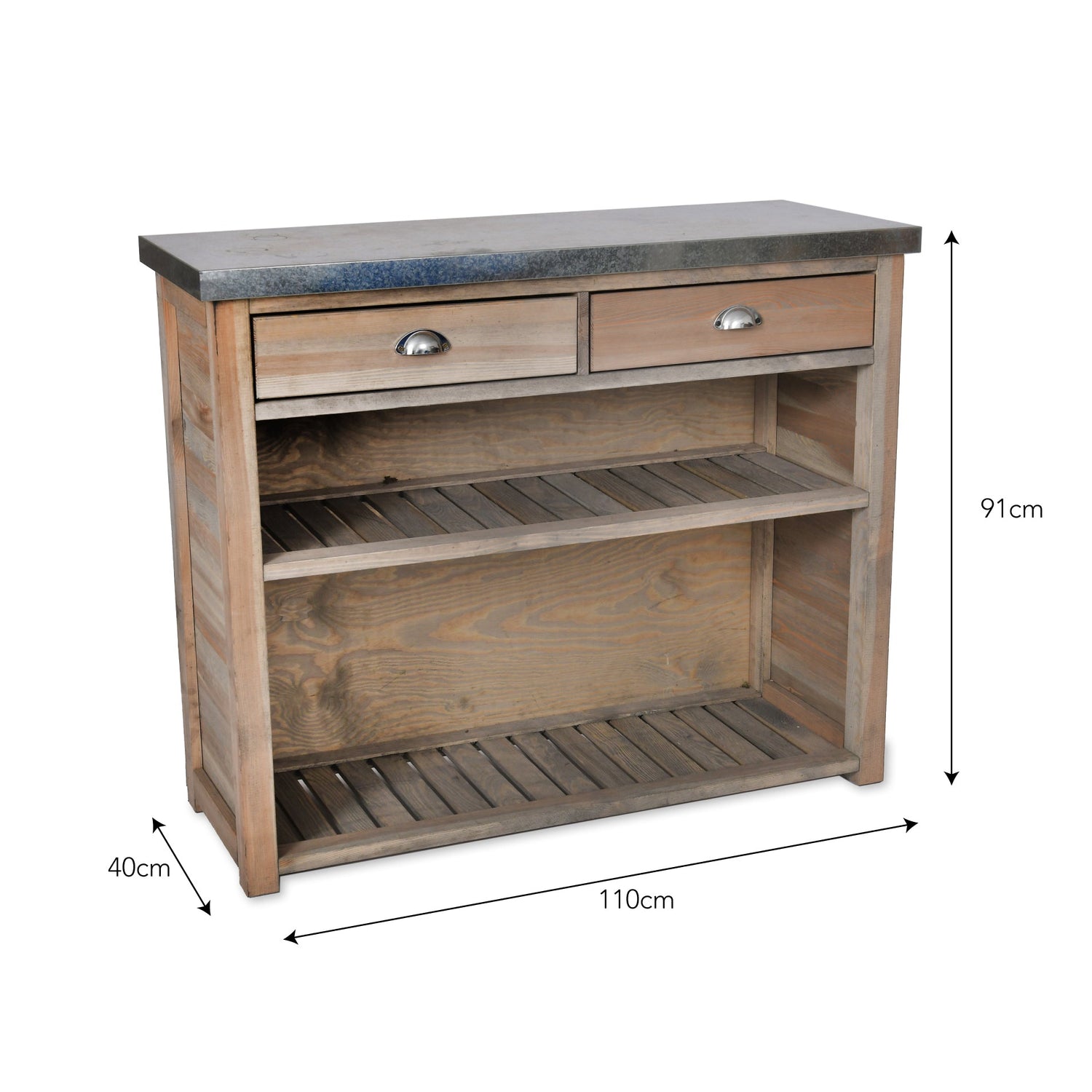 Wooden cabinet with dimensions labeled on a white background