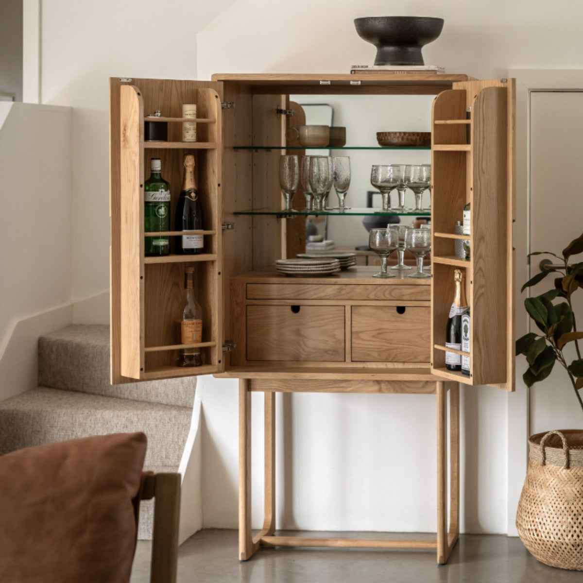 Natural Oak Craft Cocktail Cabinet