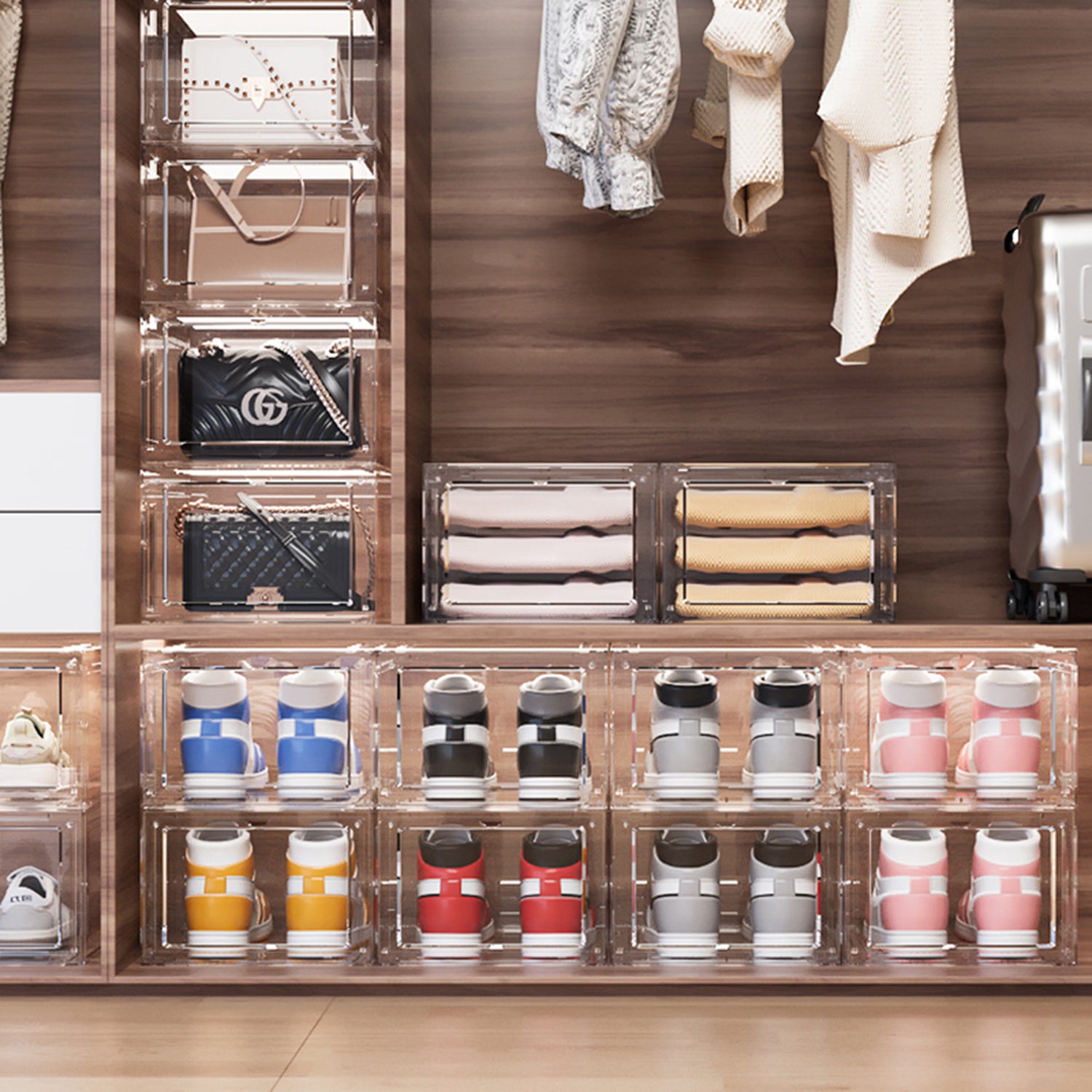 crystal clear stackable shoe boxes