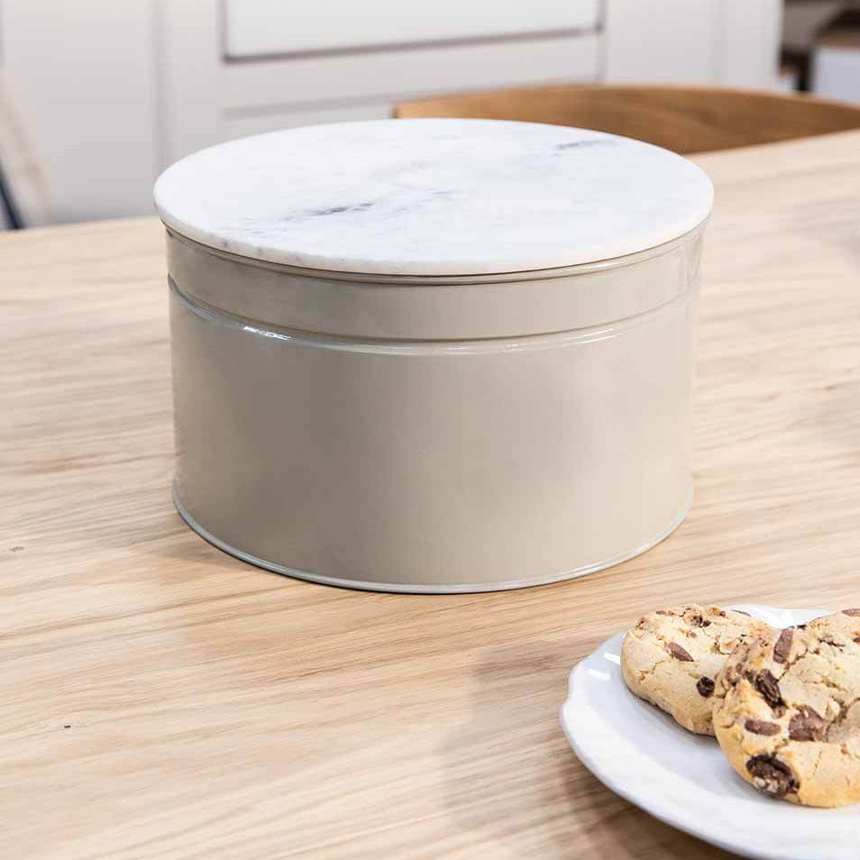 Brompton Cake Tin - Steel & Marble