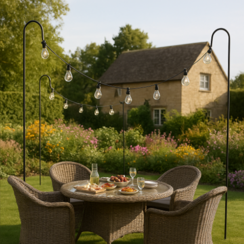 Festoon Poles – Set of 4 for Garden Lighting - Not A Boring Box