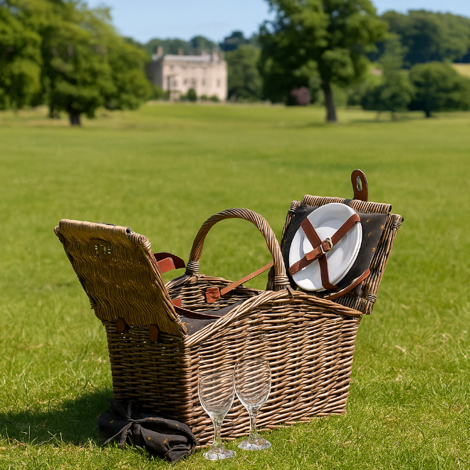 2 Person Slope-Sided Picnic Hamper With Chiller Lining