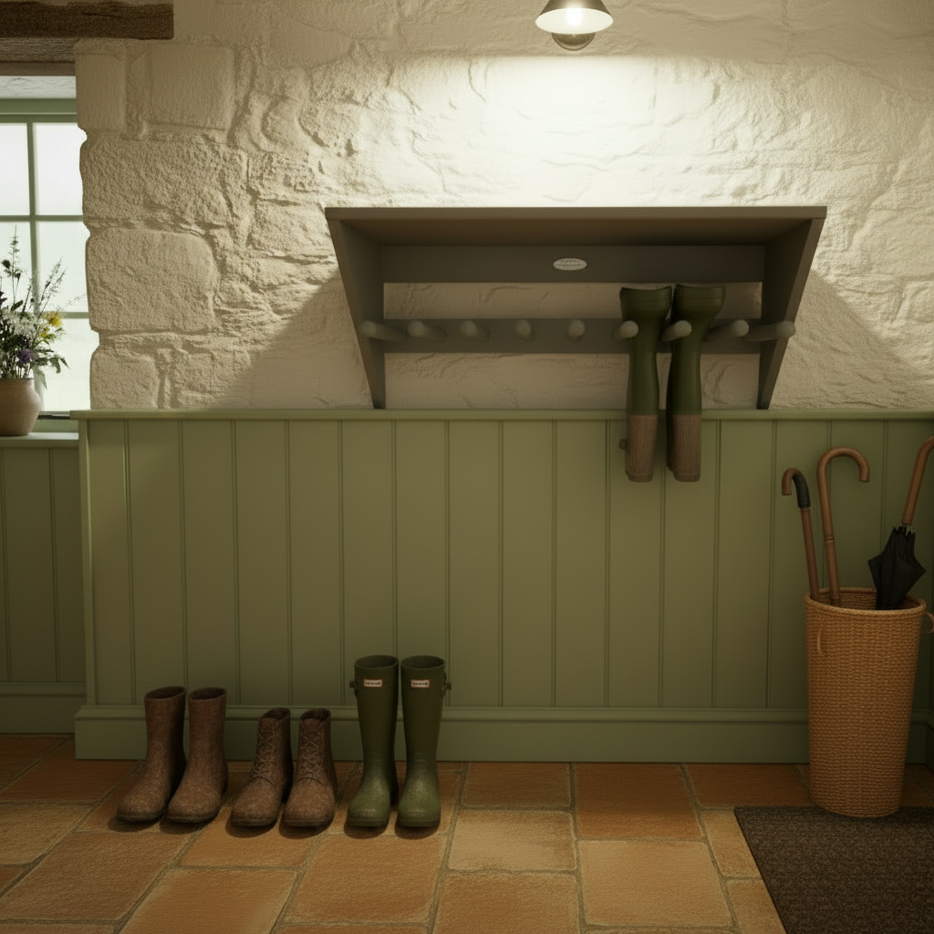 Wall Mounted Welly Rack - Wooden