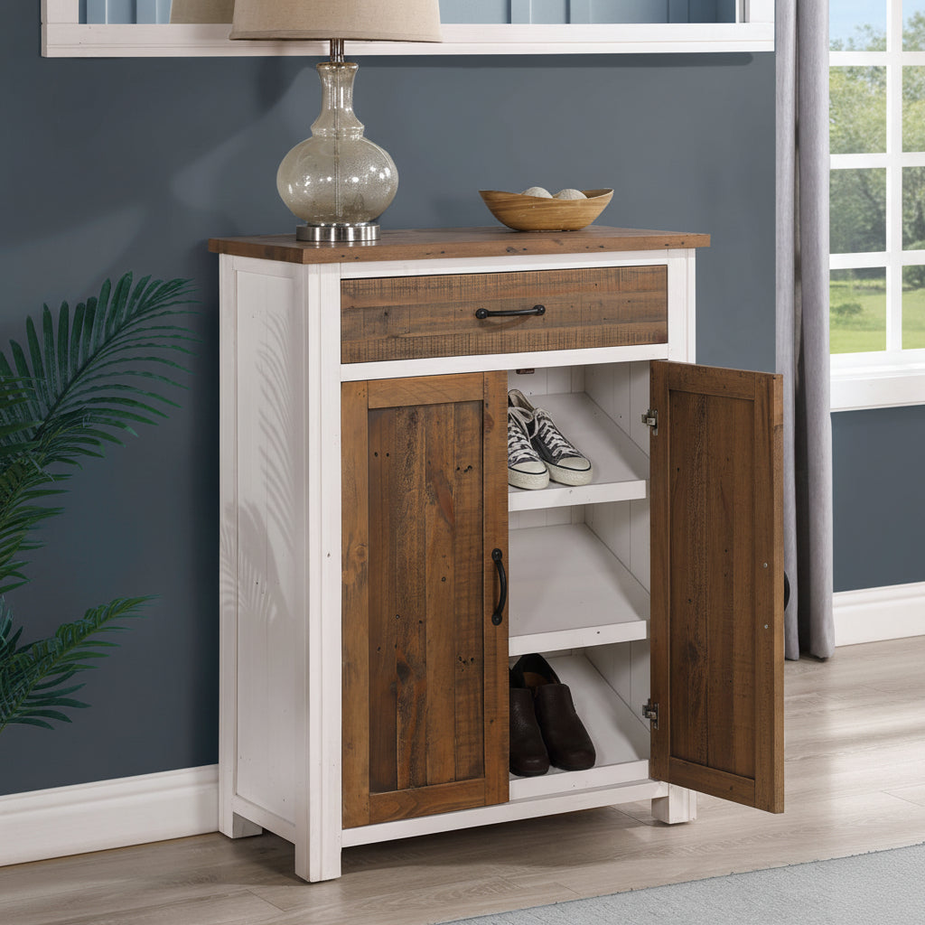 White - Shoe Storage Cupboard With Drawer