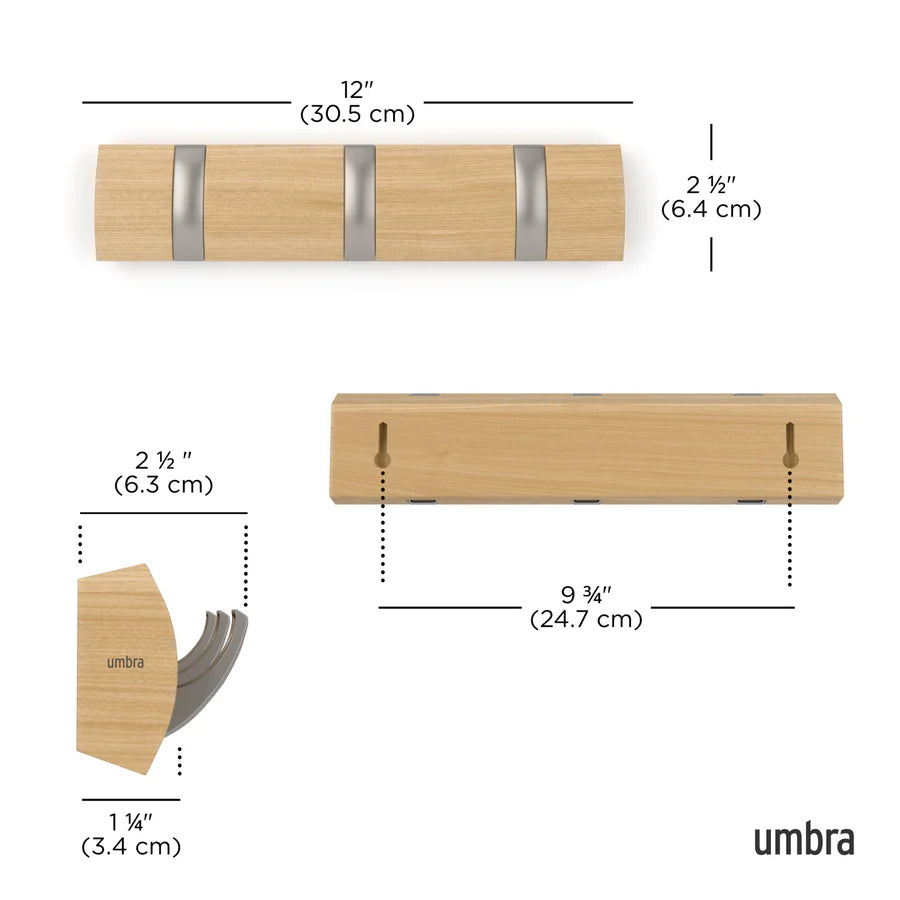 Flip Coat Hook Mini - Natural Light Wood - Not A Boring Box