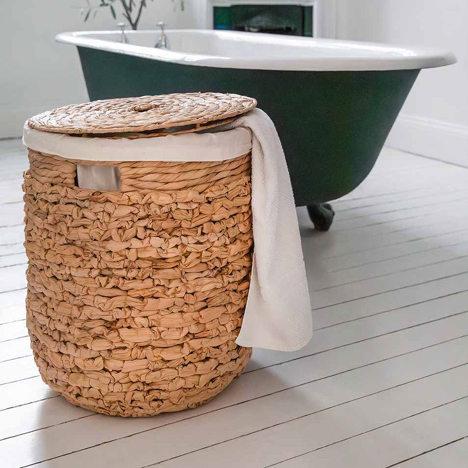 Lidded Woven Laundry Hamper - Milborne