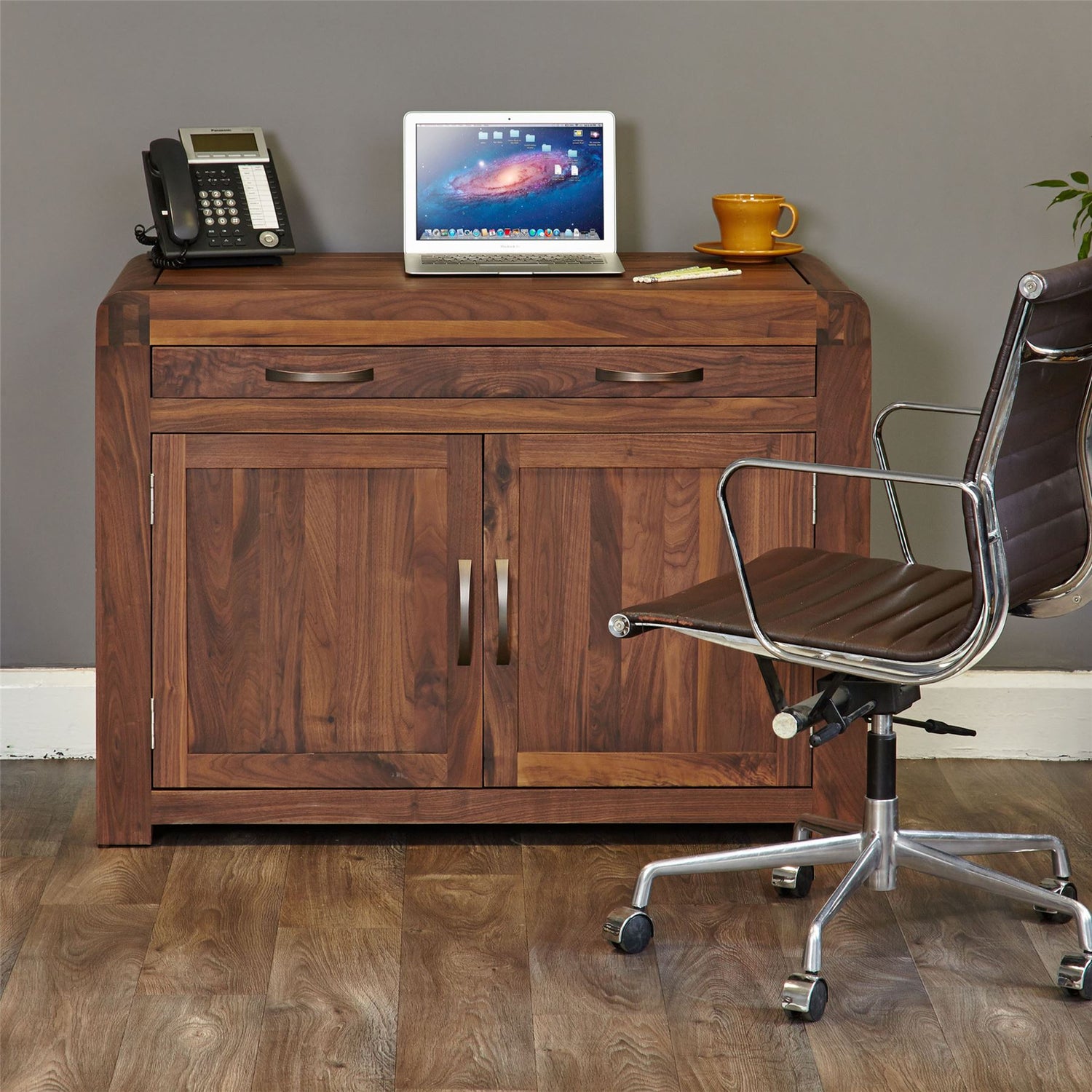 Solid Walnut Hidden Home Office - Shiro