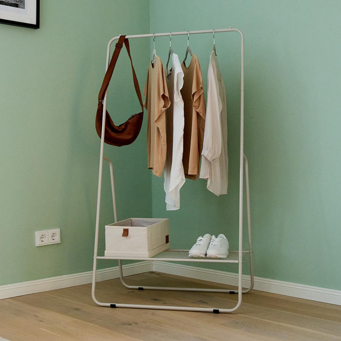Freestanding Garment Rail with Shelf - Not A Boring Box APFE