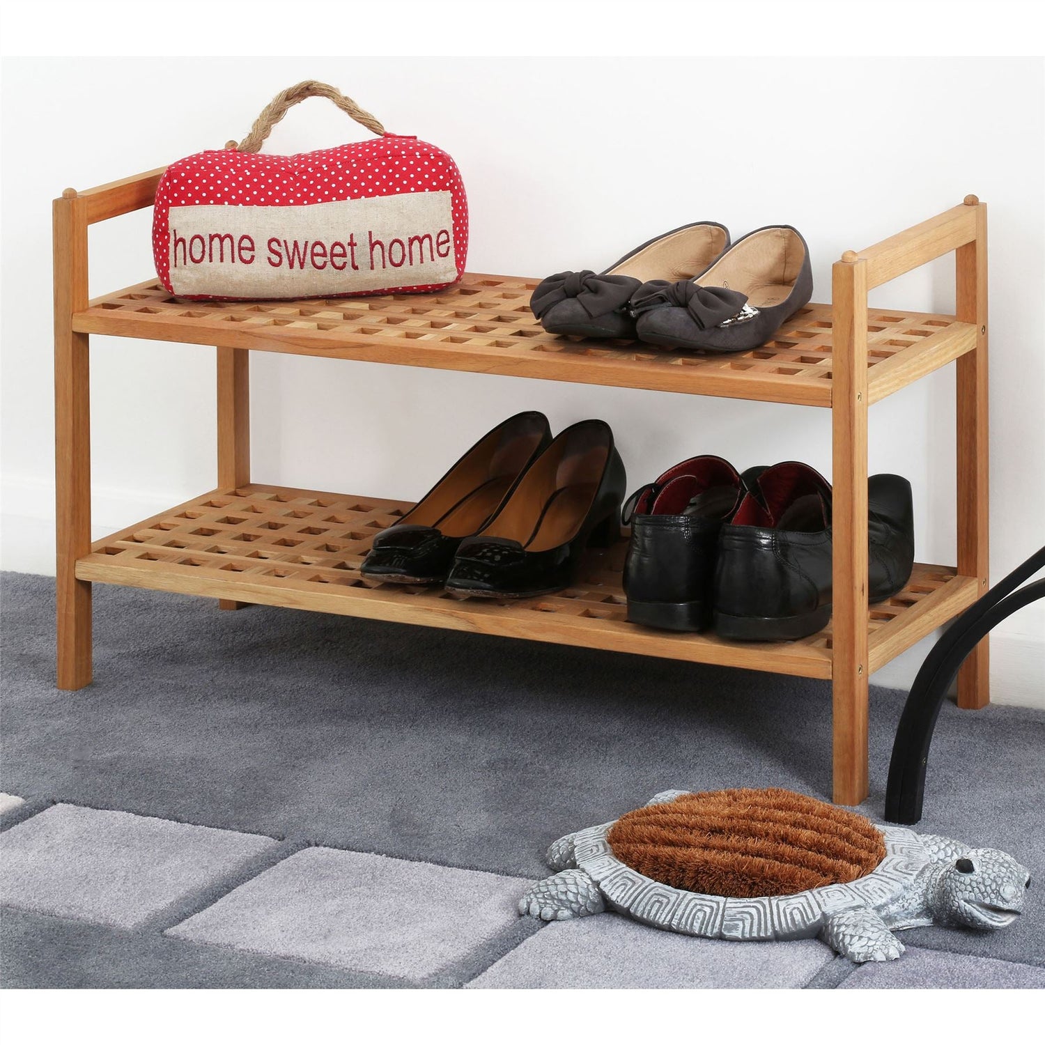 Walnut Wooden Shoe Rack - Stacking