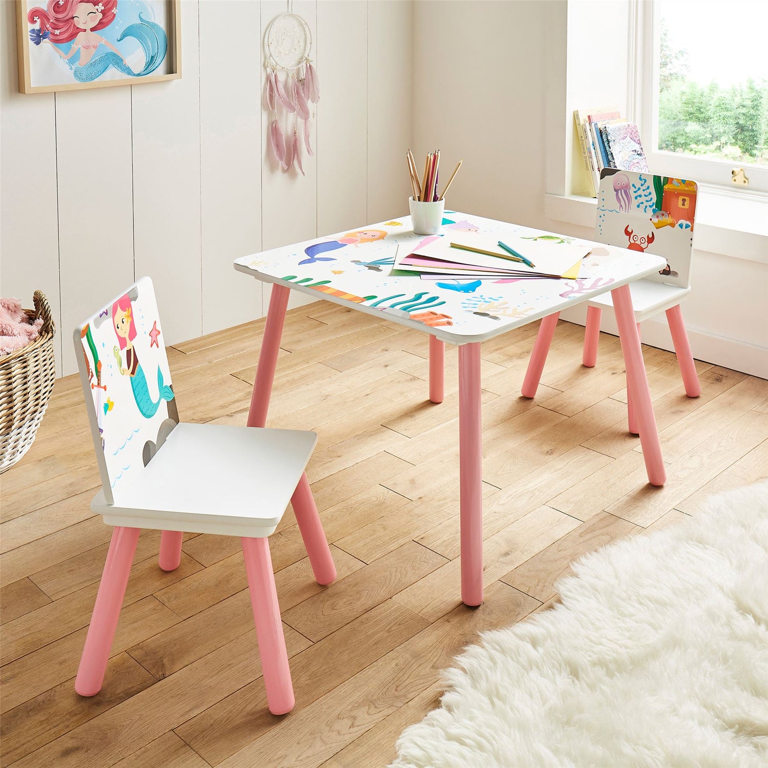 Children's Table & Chair Set - Mermaid