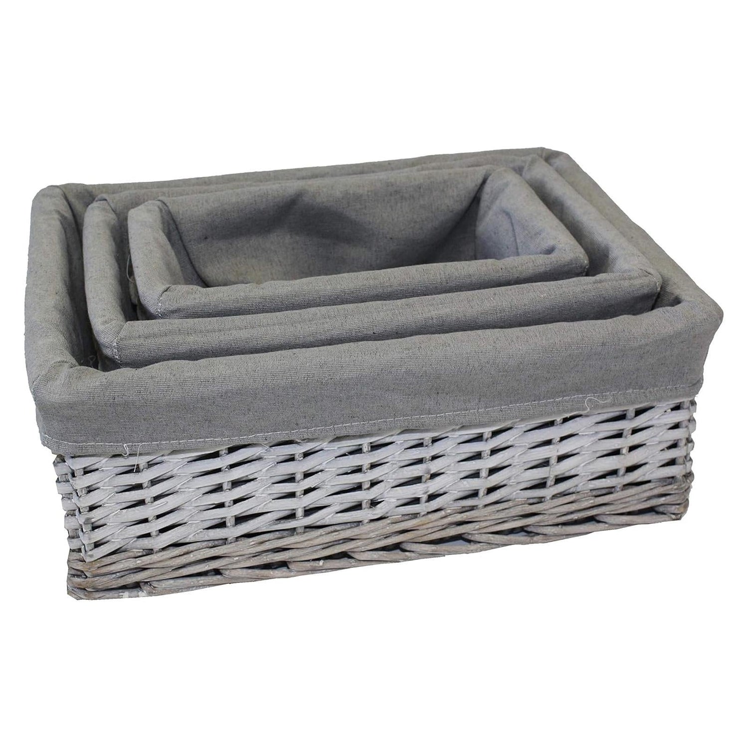 Lined Wicker Storage Baskets - Set of 3 - Not A Boring Box APFE