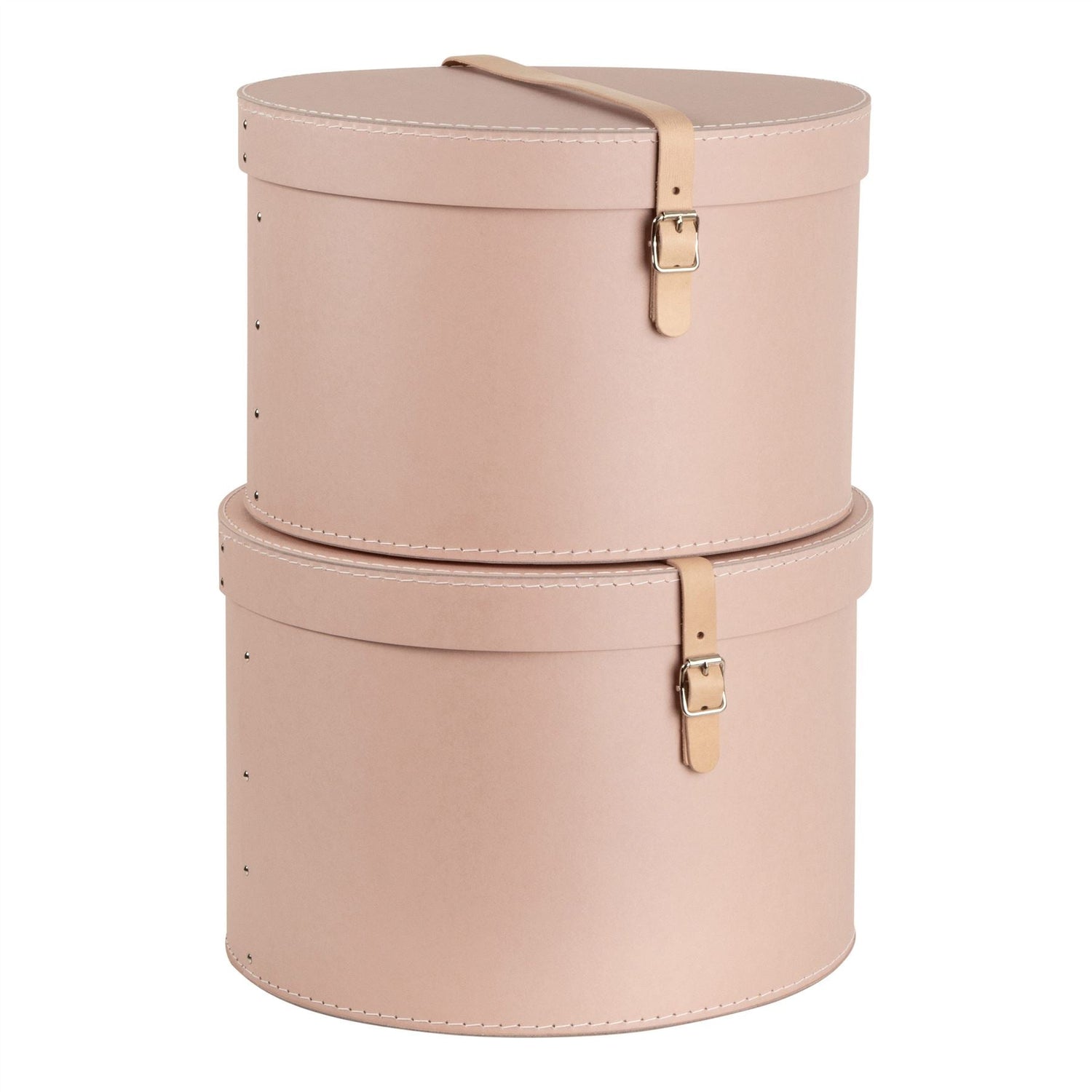 Set of 2 Hat Boxes with Leather Strap - Rut - Not A Boring Box APFE